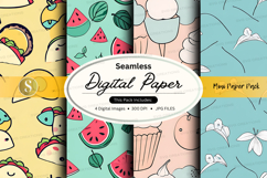 Seamless digital paper pack with tropical fruits and floral Product Image 1