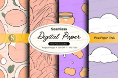 Seamless digital paper pack with craft textures and pastel c Product Image 1