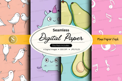 Seamless digital paper pack with birds and music notes backg Product Image 1