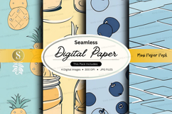 Seamless digital paper pack with watercolor textures and pin Product Image 1