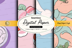 Seamless digital paper textures with watermelon and mint flo Product Image 1