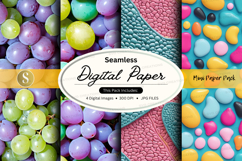 Seamless digital paper pack with colorful polka dots and tex Product Image 1