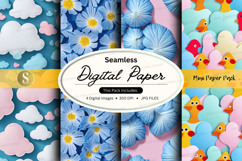 Seamless floral digital paper pack with pastel patterns and Product Image 1