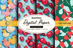 Seamless digital paper pack with floral and polka dots patte Product Image 1