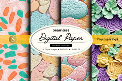 Seamless digital paper textures pack watercolor floral paste Product Image 1
