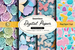 Seamless digital paper pack floral pastel textures backgroun Product Image 1