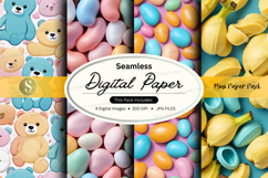 Pastel digital paper pack seamless pattern teddy bears Product Image 1