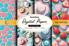 Seamless digital paper textures with pastel circles and frui Product Image 1