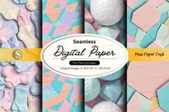 Seamless digital paper textures pack pastel geometric design Product Image 1