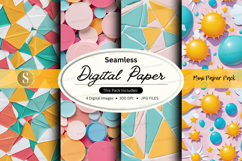 Seamless digital paper pack pastel geometric patterns backgr Product Image 1