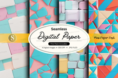 Seamless digital paper pack pastel geometric textures backgr Product Image 1