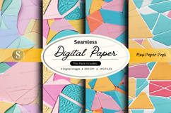 Seamless digital paper pack colorful geometric patterns back Product Image 1