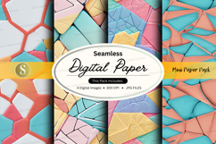 Seamless digital paper pack colorful geometric patterns back Product Image 1