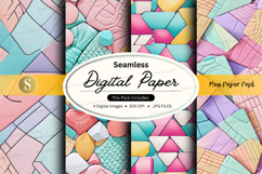 Seamless digital paper pack colorful geometric patterns back Product Image 1