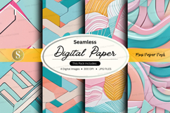 Seamless digital paper pack with pastel geometric patterns Product Image 1