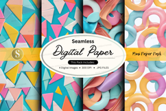 Seamless digital paper pack colorful geometric patterns Product Image 1