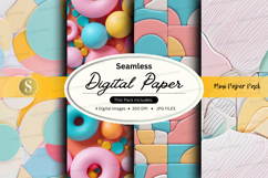Seamless digital paper pack colorful pastel textures backgro Product Image 1