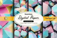 Seamless digital paper pack pastel geometric textures backgr Product Image 1
