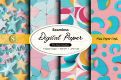 Seamless digital paper pack with pastel geometric patterns Product Image 1