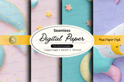 Seamless digital paper textures with pastel watercolor backg Product Image 1