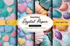 Seamless digital paper pack with pastel hearts and textures Product Image 1