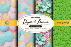 Seamless digital paper pack floral pastel textures backgroun Product Image 1