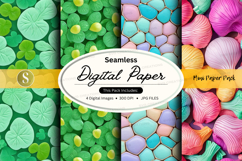 Seamless digital paper pack with pastel polka dots and flora Product Image 1