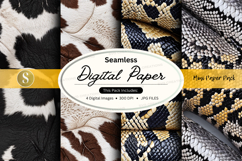 Seamless digital paper pack with cow print and textures Product Image 1