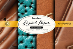 Seamless digital paper pack with teal pattern texture mockup Product Image 1