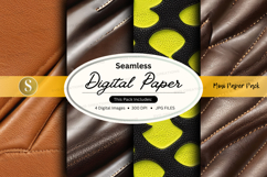 Seamless digital paper texture with yellow leaf pattern on b Product Image 1