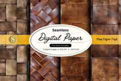 Seamless brown leather digital paper texture pack Product Image 1