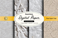 Seamless digital paper texture floral grey mockup design Product Image 1