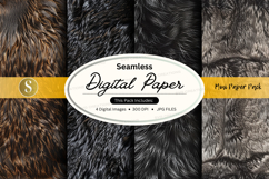 Seamless black fur digital paper texture background Product Image 1