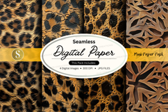 Seamless digital paper textures with leopard and floral patt Product Image 1