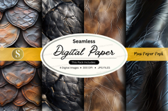Seamless digital paper texture with leather and gold foil mo Product Image 1