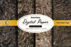 Seamless grey fur digital paper texture background pack Product Image 1