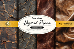 Seamless brown leather digital paper texture pack Product Image 1
