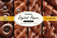 Seamless brown leather digital paper texture background Product Image 1