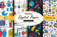 Seamless Digital Paper Patterns with School and Office Suppl Product Image 1