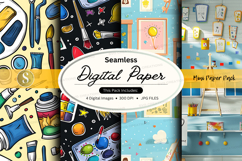 Seamless digital paper textures with craft supplies and mock Product Image 1