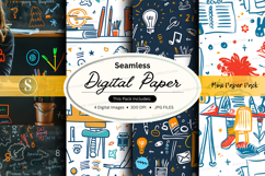 Seamless Digital Paper Pack with Chalkboard and Craft Textur Product Image 1
