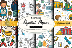Seamless digital paper pack with school and office doodles b Product Image 1