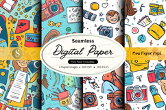 Seamless digital paper texture with vintage camera and photo Product Image 1