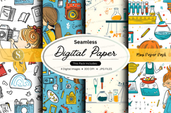 Seamless digital paper pack with vintage science and art doo Product Image 1