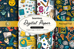 Seamless Digital Paper Pack with Vibrant Hand Drawn Doodles Product Image 1