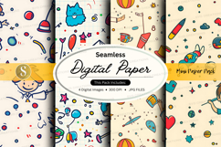 Seamless digital paper pack with playful doodles and pastel Product Image 1