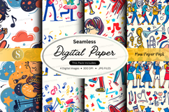 Seamless digital paper pack with music and art patterns for Product Image 1
