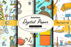 Seamless digital paper pack with craft tools and school supp Product Image 1