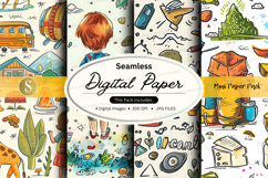 Seamless digital paper pack with food, travel and kitchen do Product Image 1