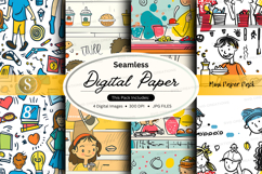 Seamless digital paper textures with hand-drawn doodles and Product Image 1